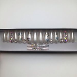 Long Gel Butterfly Press On Nails